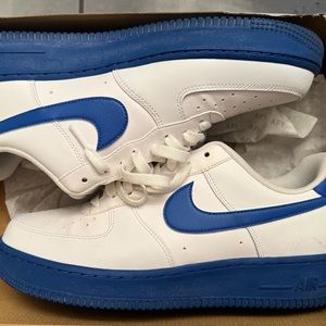 Air Force ones royal blue and white low top size 10